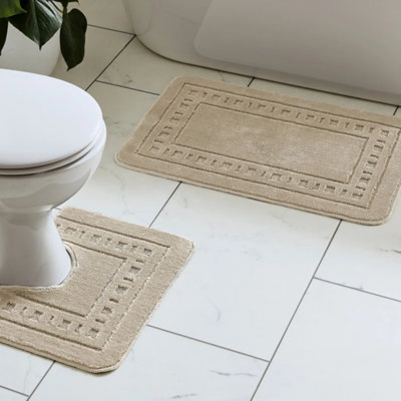Image of Catherine Lansfield Catherine Lansfield 'Armoni' Bath Mat and Ped Set in Natural Natural One Size Unisex 5057681139456
