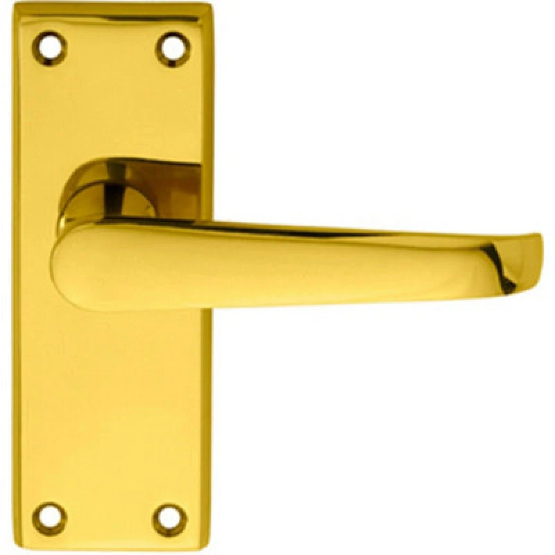 Image of Loops PAIR Straight Handle on Short Latch Backplate 118 x 42mm Polished Brass Metallics