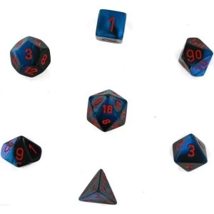 Image of Chessex Gemini Poly 7 Dice Set: Black-Starlight/Red