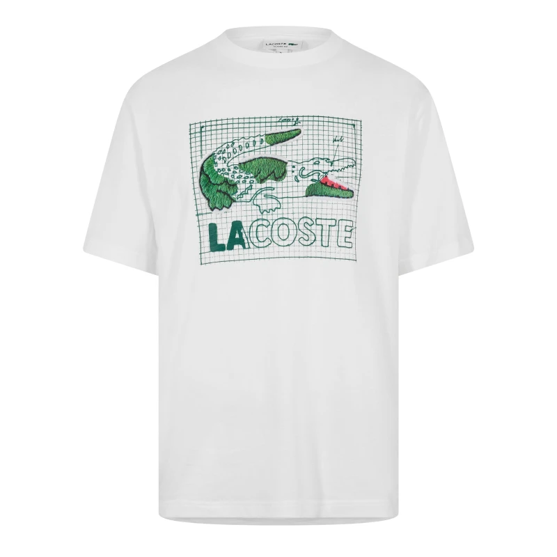Image of Lacoste Lacoste Graphic Croc T-Shirt White - Lacoste - Size: XL46 White Male XL46 LA39304