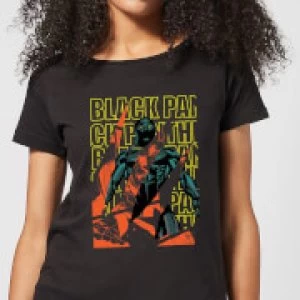 Image of Marvel Avengers Black Panther Collage Womens T-Shirt - Black