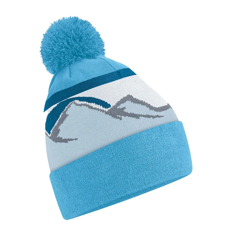 Image of Beechfield Beechfield Men Mountain Pom Pom Beanie in Pale Blue Pale Blue One Size Male 5063470792429