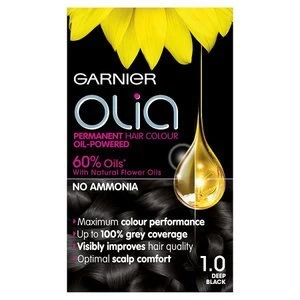 Image of Garnier Olia 1.0 Deep Black Permanent Hair Dye Black