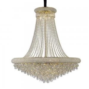 Image of Ceiling Pendant Chandelier 20 Light French Gold, Crystal