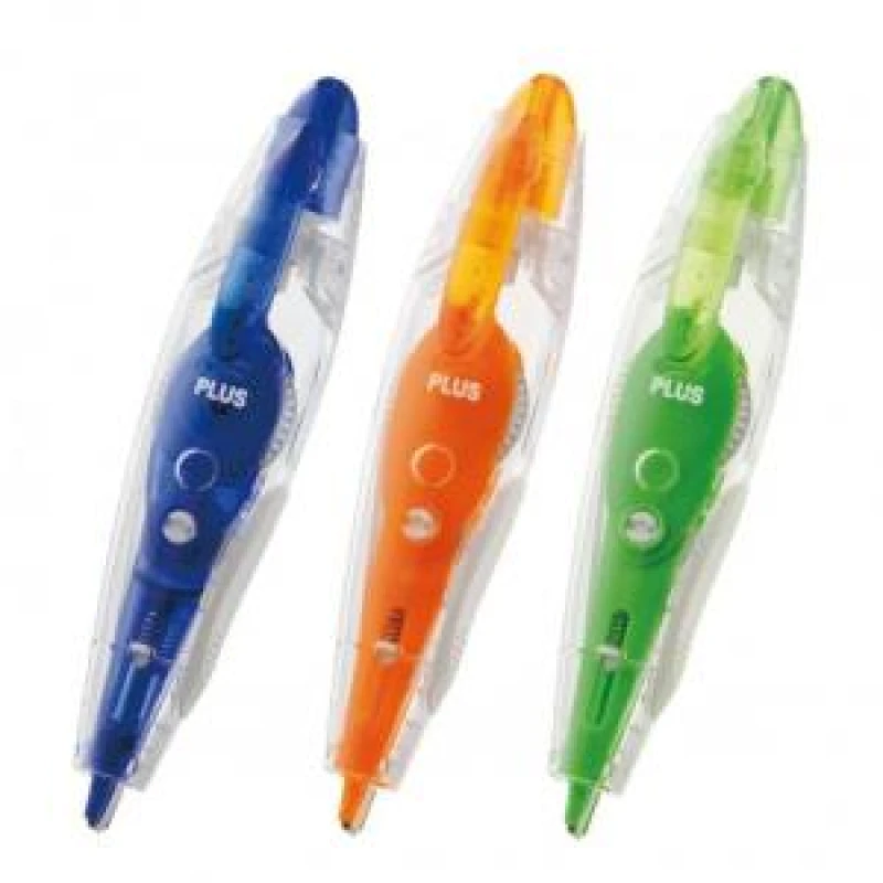 Image of Plus by Pentel Plus By Pentel Correction Tape Roller PS 4.2mm x 6m Assorted Colours (Pack 3) 43571 43571
