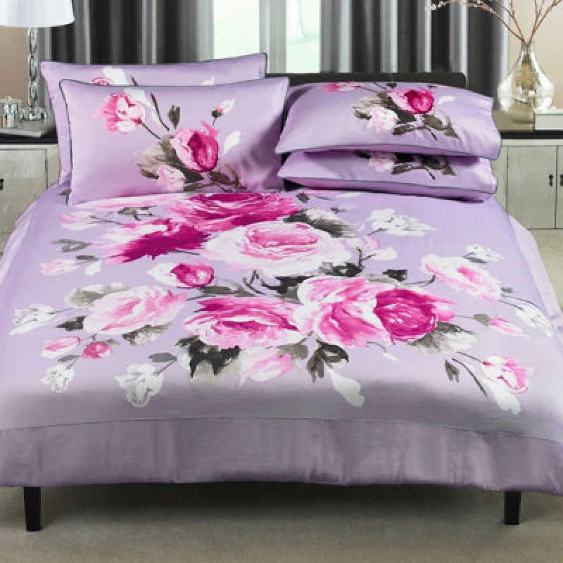 Image of Paoletti Windsor Floral Duvet Set Purple