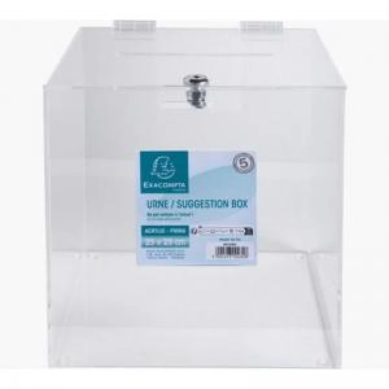 Image of Exacompta Suggestion Box with Lockable Lid 25cm Transparent (Pack...