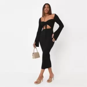 Image of Missguided Tall Bra Cut Out Midaxi Dress - Black