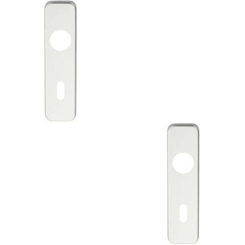 Image of Loops 2x PAIR Door Handle Lock Backplate for Safety Levers 154 x 40mm Satin Aluminium Multi