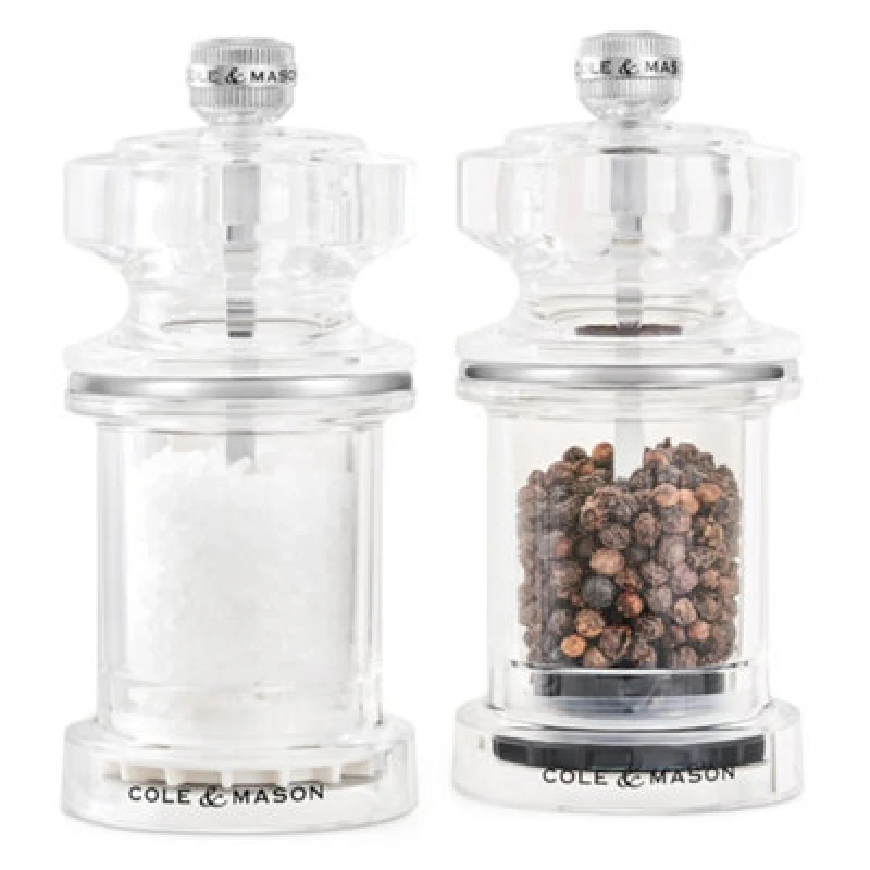 Image of Cole & Mason 675 Acrylic Salt & Pepper Mill Set 118mm - Clear