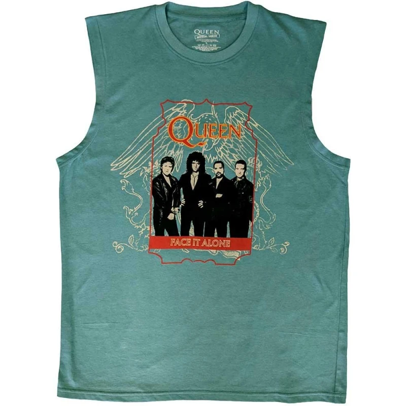 Image of Queen Queen Men Face It Alone Tank Top in Green Size: Medium Green M Male 5063527435132