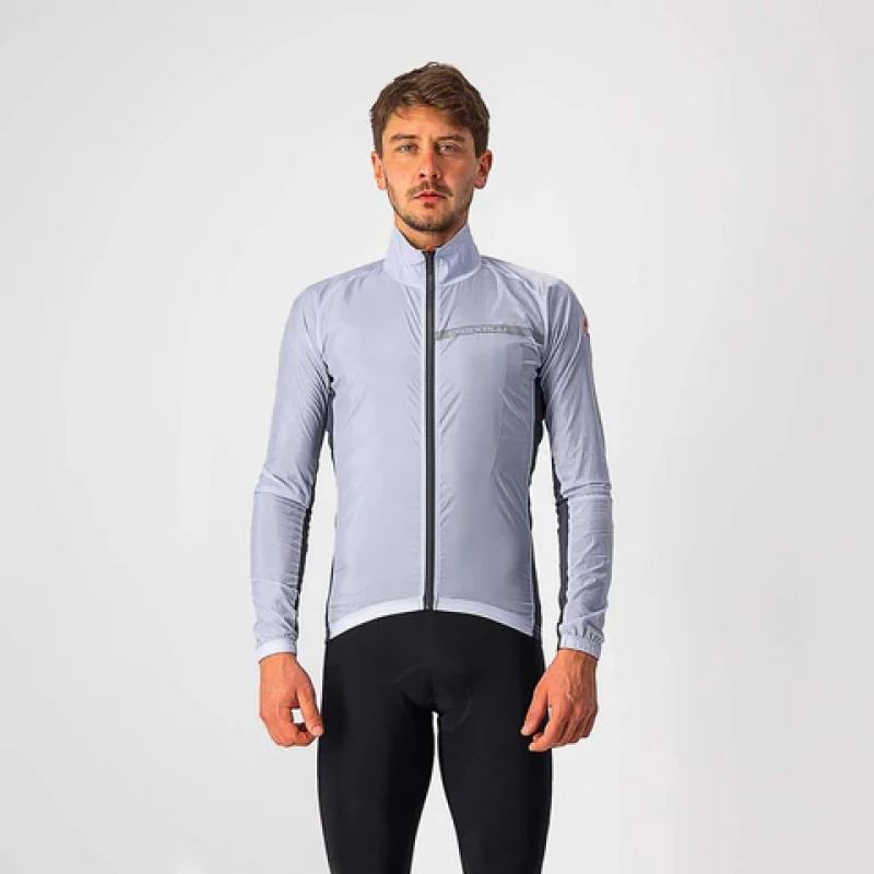 Image of Castelli Squadra Stretch Windproof Jacket XS Silver Grey/Dark Grey - Cycles UK