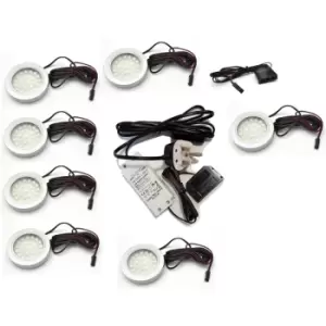 Image of Round LED Light Under Furniture Cabinet Shelf Cupboard Full Kit vasco - Light Colour Natural - Lights 7