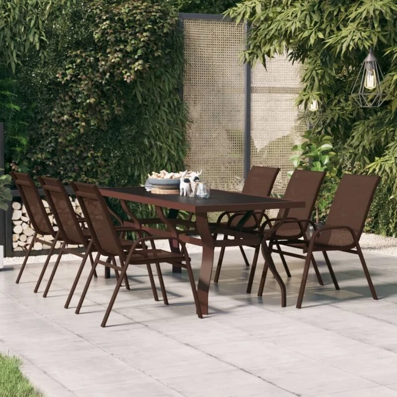Image of VIDAXL Garden Table Brown and Black 180x80x70cm Steel and Glass Vidaxl 8720286849996