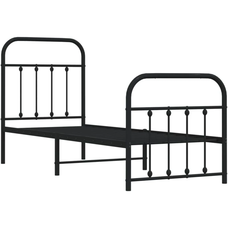 Image of VIDAXL Metal Bed Frame without Mattress with Footboard Black 75x190cm Vidaxl 352586