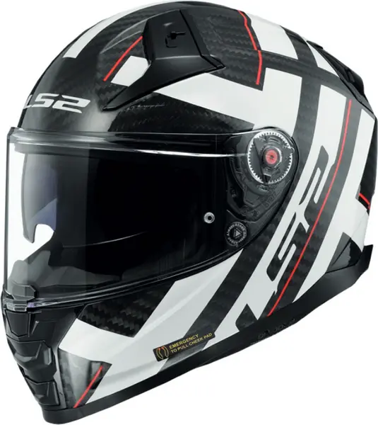 Image of LS2 FF811 Vector II Carbon Strong Glossy White Full Face Helmet Size S