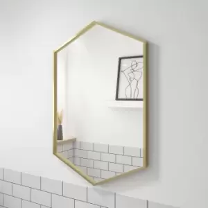 Image of Hexagon Brushed Brass Bathroom Mirror - 500 x 750mm - Hexa