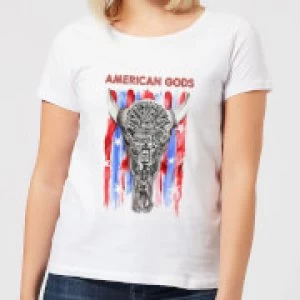 Image of American Gods Skull Flag Womens T-Shirt - White - S
