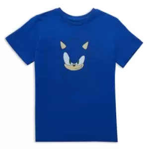 Image of Sonic The Hedgehog Face Kids T-Shirt - Blue - 5-6 Years