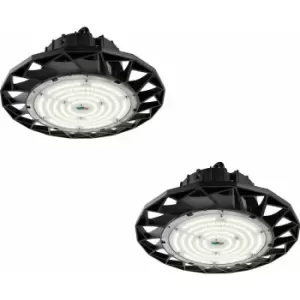 Image of 2 pack High Bay IP65 Pendant Light - 100W Daylight White LED - Matt Black