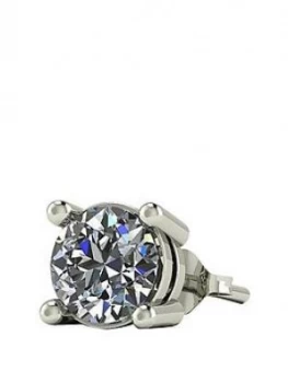 Image of Moissanite 9 Carat Gold 50pt Solitaire Mens Earring, White Gold, Men