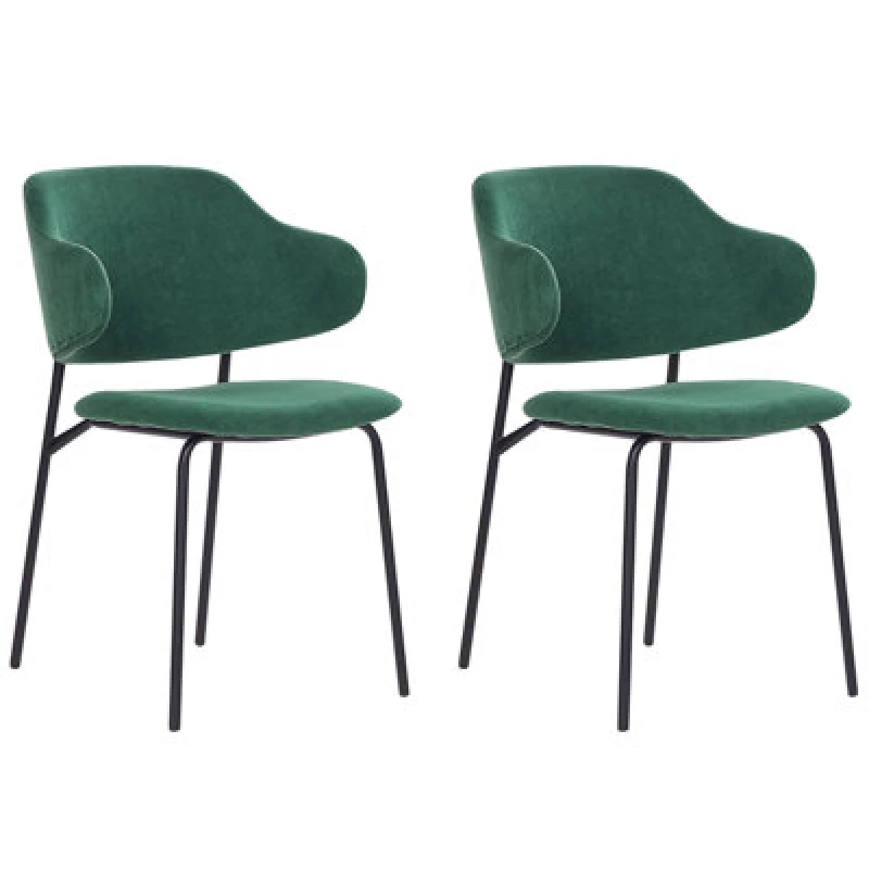 Image of Beliani Set Of 2 Dining Chairs Kenai Dark Green