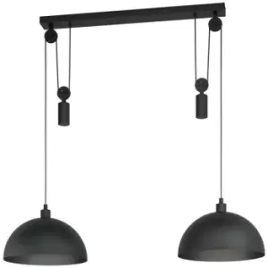 Image of Winkworth 2 Lamp Straight Bar Pendant Ceiling Light Black - Eglo