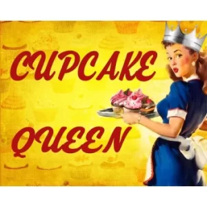 Image of Vintage Metal Sign Pin Up Girl Cupcake Queen