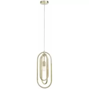 Image of Hanging Ceiling Pendant Light Antique Silver Leaf Sleek Loop Ring Feature Lamp