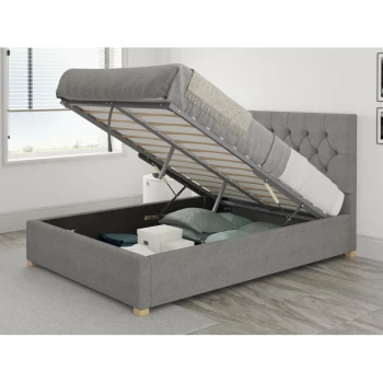 Image of Olivier Ottoman Upholstered Bed, Eire Linen, Grey - Ottoman Bed Size Single (90x190)