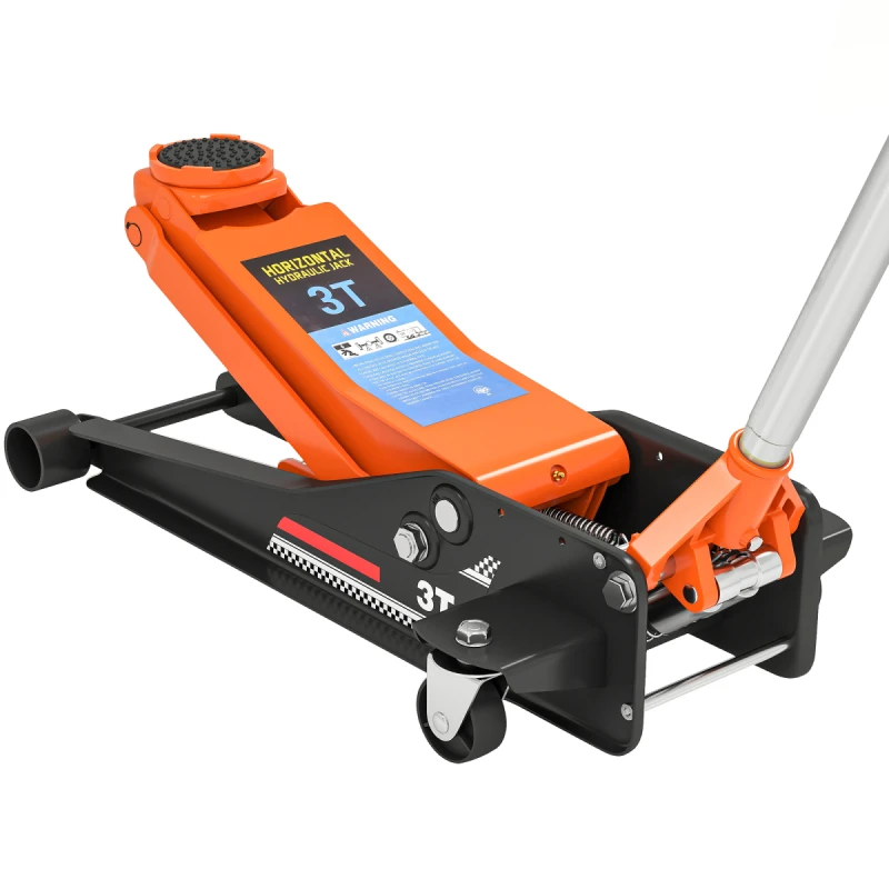 Image of HOMCOM HOMCOM 3 Ton Low Profile Floor Jack, 7.5-50.5cm Hydraulic Car Trolley Jack in Orange Orange One Size Unisex 5063603099715