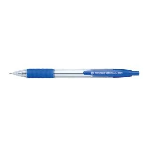 Image of 5 Star Office Retractable Grip Ball Pen Medium 1.0mm Tip 0.4mm Line Blue Pack of 10