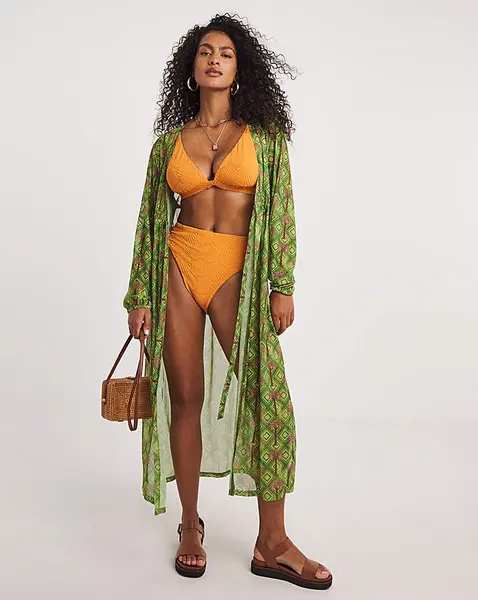 Image of Chelsea Peers Chelsea Peers Tie Front Kaftan Khaki Female XL QV44710