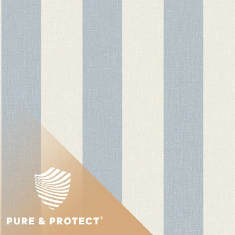 Image of Grandeco Boutique Pure & Protect Stratus Stripe Linen Textured Antibacterial Wallpaper, Light Blue