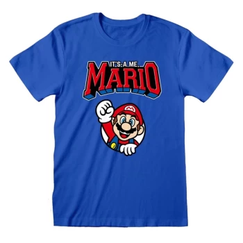 Image of Super Mario - Mario Varsity Unisex Medium T-Shirt - Blue