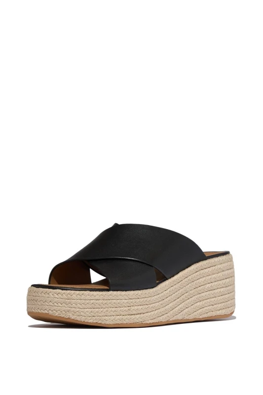 Image of FitFlop Womens Platfforms Espadrille Sandal in Black Size: 4 Black Female 4