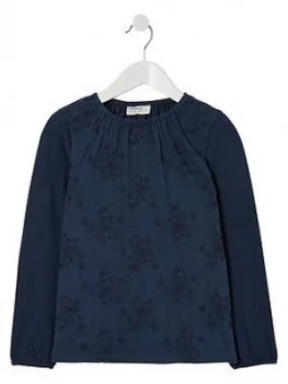 Image of Fatface Girls Long Sleeve Embroidered T-Shirt - Navy