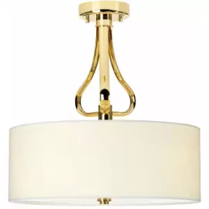 Image of Loops - IP44 3 Bulb Semi Flush Light White Lamp Shade Bulb Incl French Gold LED G9 3.5W