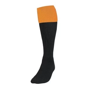 Image of Precision Black/Amber Turnover Football Socks UK Size Junior 12-2