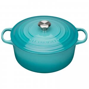 Image of Le Creuset Signature Cast Iron Round Casserole Dish - 28cm - Teal