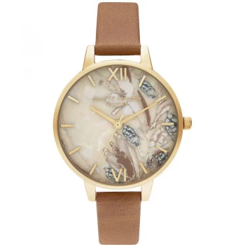 Image of Ladies Olivia Burton Abstract Florals Honey Tan & Gold Watch