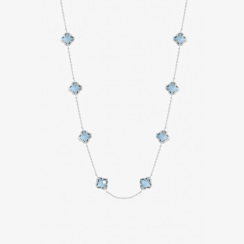 Image of Inicio Light Sapphire Clover Necklace - Gift Pouch Silver female One Size