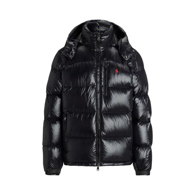 Image of Polo Ralph Lauren Mens El Cap Waterproof Duck Down Detachable Hood Short Puffer Jacket PoloBlack Gloss male L