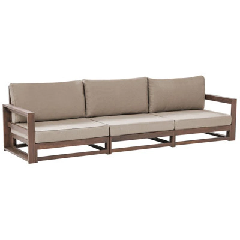 Image of Beliani Garden Sofa 3 Seater Timor Modular Certified Acacia Wood Dark Brown