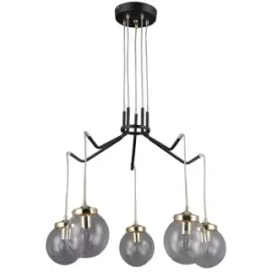 Image of Netlighting Industrial and Retro Hanging Pendant Black Matt, Gold 5 Light with C