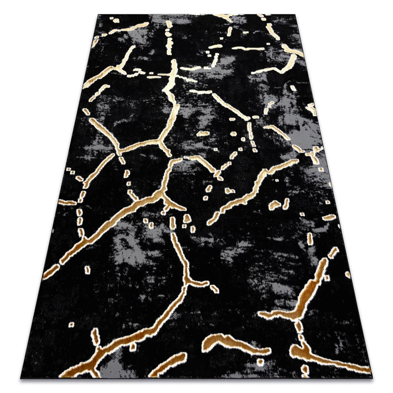 Image of RugsX Carpet Allure 1967 Marble - Structural, Stylish, Glamour Black / Gold 140X190 Cm