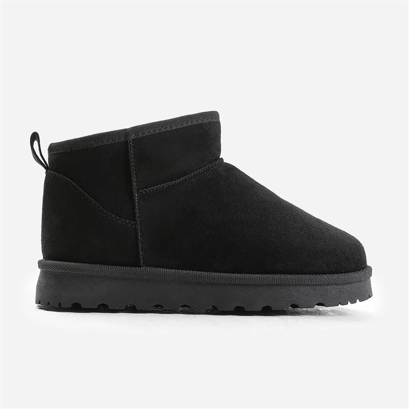 Image of Wheres That From Black Faux-Suede Maple Faux Fur Slipper Boots Black Suede female 7
