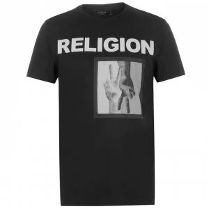 Image of Religion Mens Up Down T-Shirt - BLACK