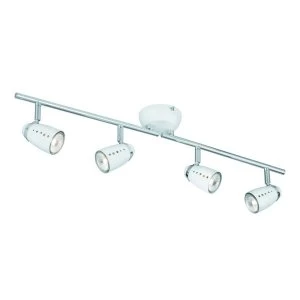 Image of 4 Light Adjustable Ceiling Spotlight Bar Chrome, White, GU10