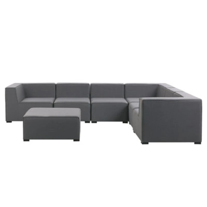 Image of Beliani Garden Corner Sofa With Ottoman 7 Seater Arezzo Left Hand Modular Grey